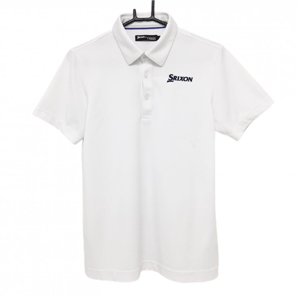 【美品】スリクソンバイデサント 半袖ポロシャツ 白 ロゴ刺しゅう メンズ M ゴルフウェア SRIXON