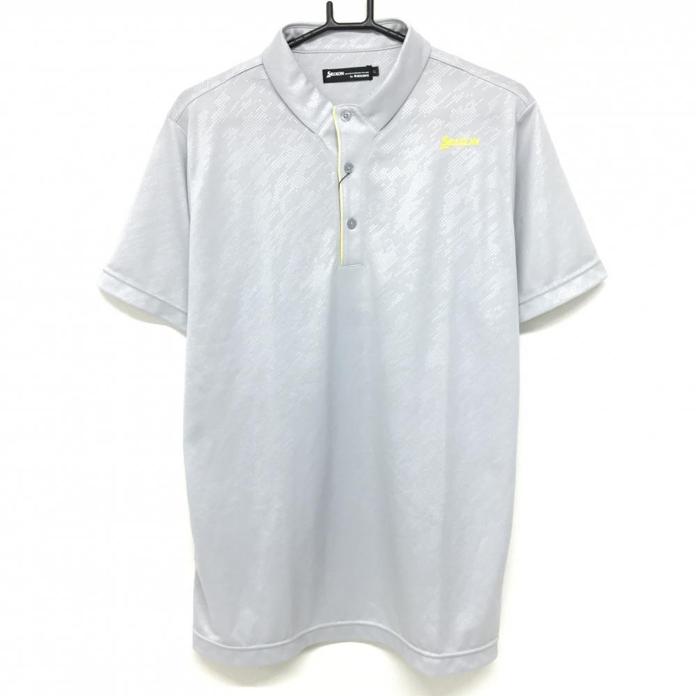 【新品】スリクソン 半袖ポロシャツ ライトグレー スクエアドット総柄地模様 吸汗速乾 メンズ LL ゴルフウェア SRIXON