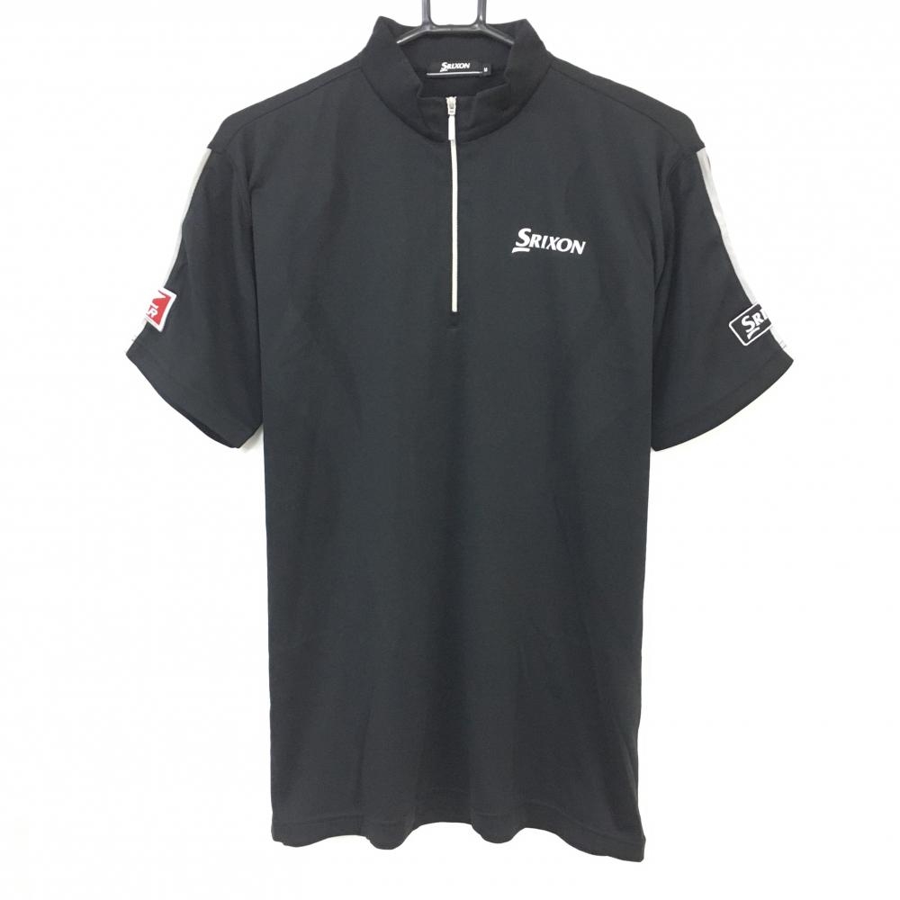 【超美品】SRIXON スリクソン 半袖ハイネックシャツ 黒×グレー 一部メッシュ ZSTAR ハーフジップ メンズ M ゴルフウェア
