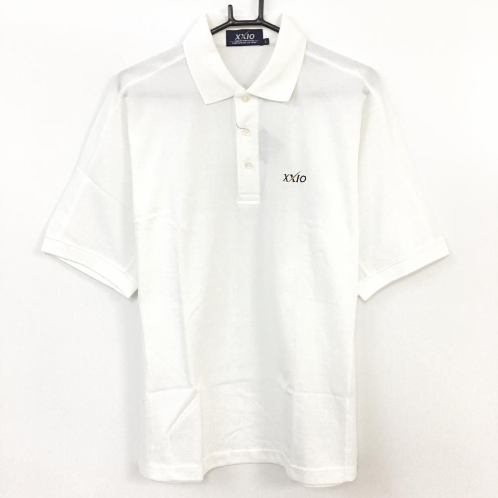 【新品】XXIO ゼクシオ 3D半袖ポロシャツ 白 吸汗速乾 消臭 シンプル メンズ L ゴルフウェア