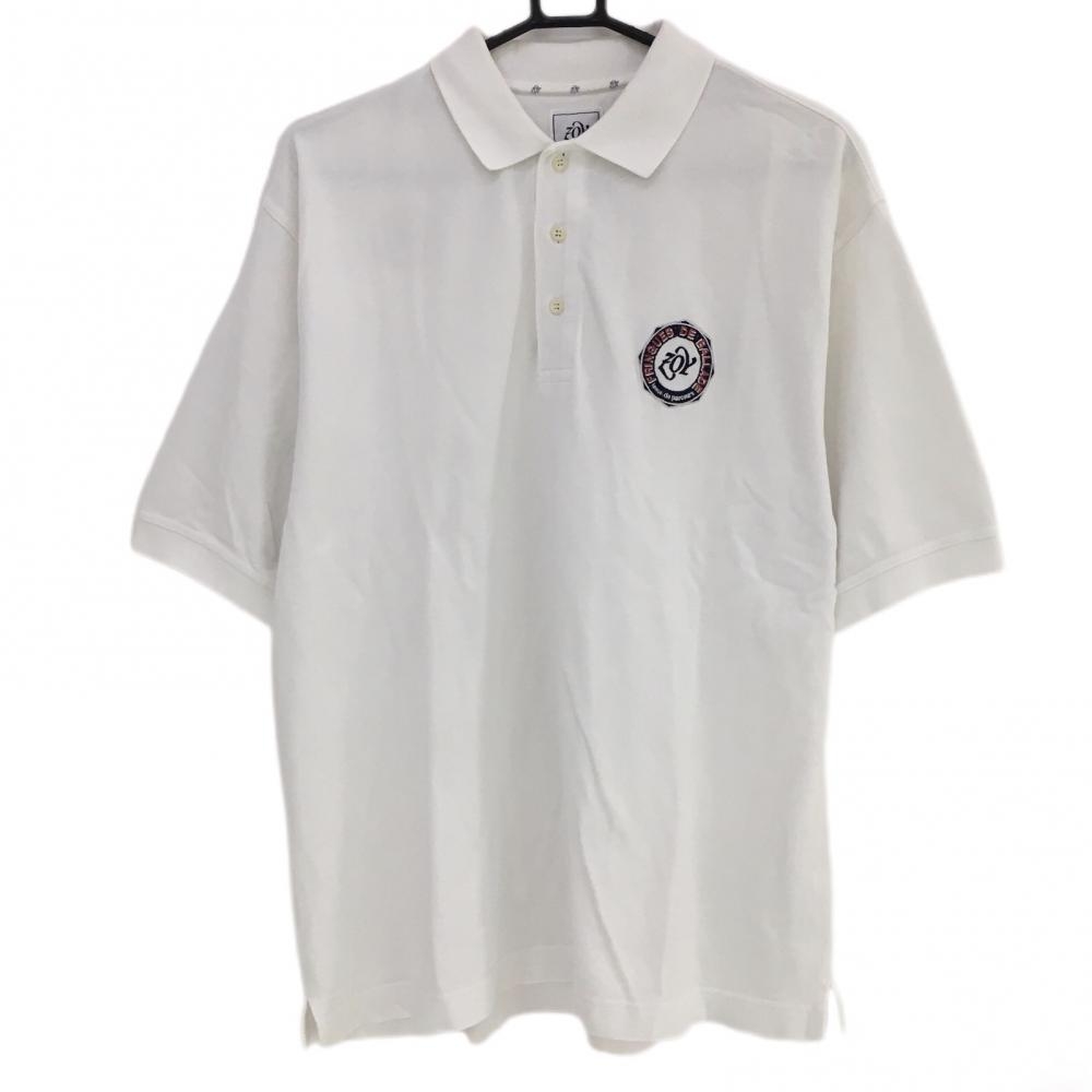 ゾーイ 半袖ポロシャツ 白×ネイビー シンプル ロゴ刺しゅう メンズ 2(M) ゴルフウェア ZOY