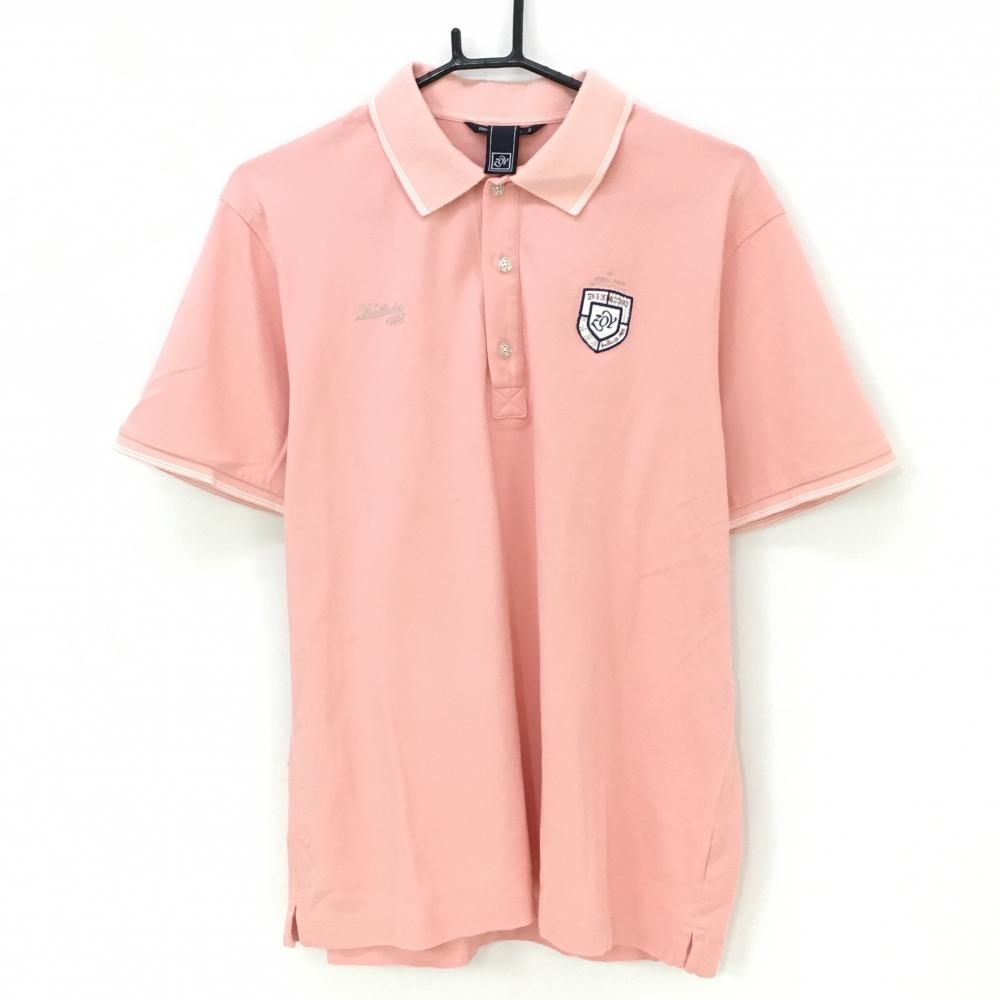 ゾーイ 半袖ポロシャツ ピンク×白 ロゴ刺しゅう 襟・袖2ライン」 メンズ 3(Ｌ) ゴルフウェア ZOY