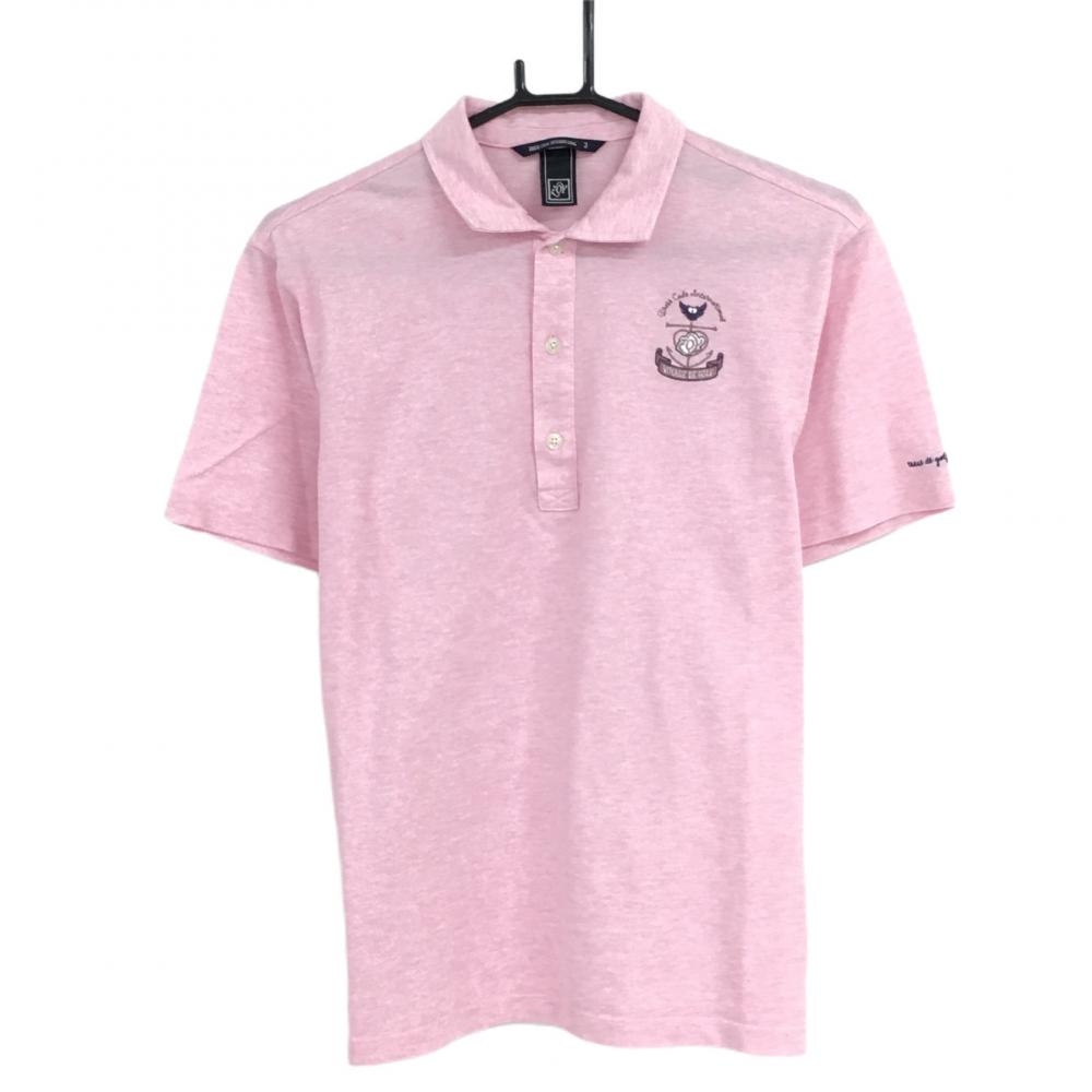 【美品】ゾーイ 半袖ポロシャツ ピンク 地模様 ロゴ刺しゅう  メンズ 3(L) ゴルフウェア ZOY