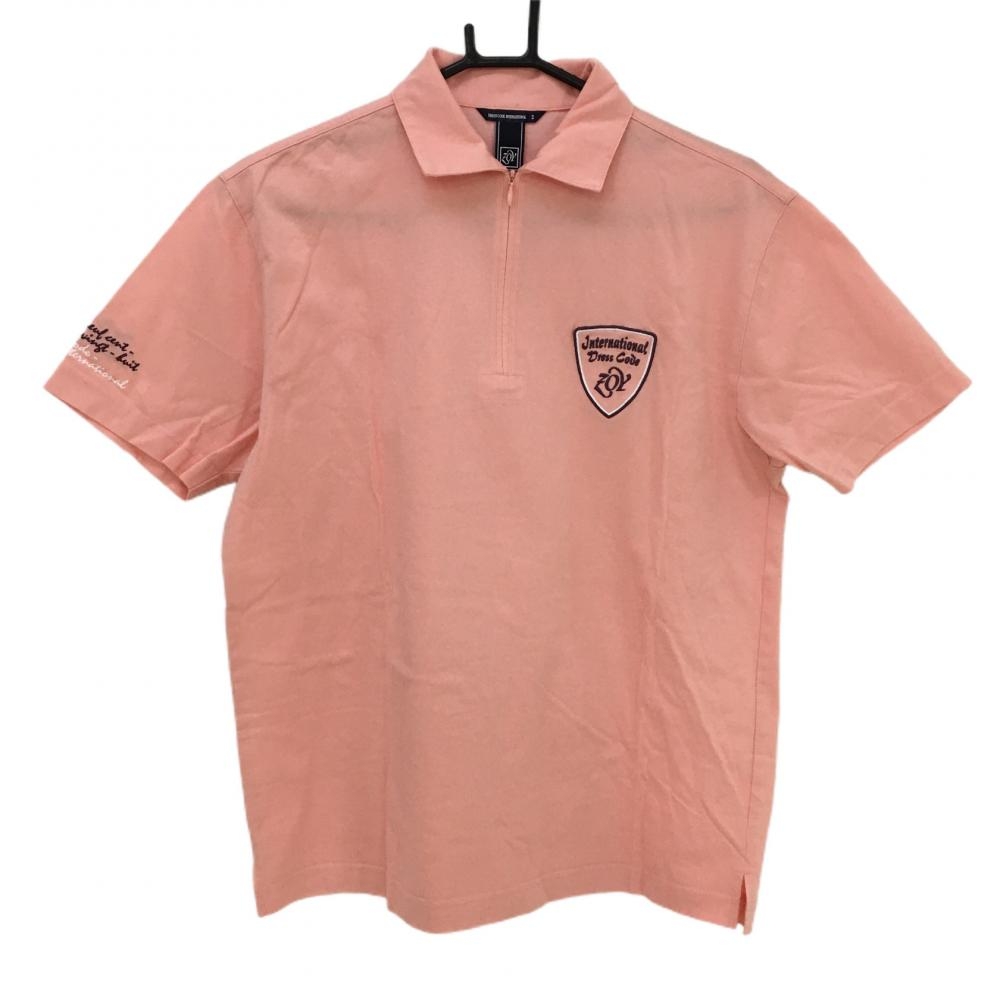 【美品】ゾーイ 半袖ポロシャツ ピンク ハーフジップ メンズ 2(M) ゴルフウェア ZOY