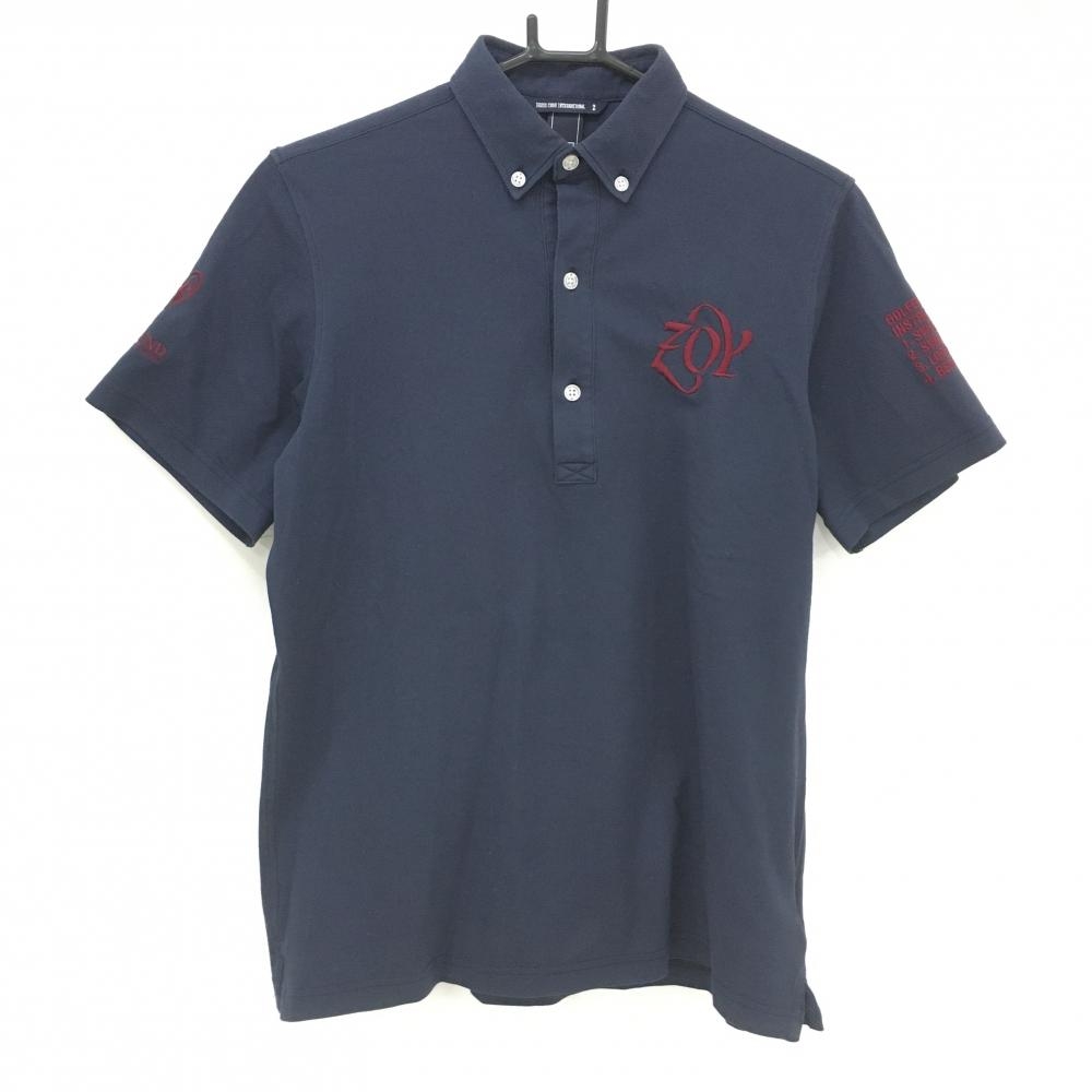 ゾーイ 半袖ポロシャツ ネイビー ボタンダウン ロゴ刺しゅう  メンズ 2(M) ゴルフウェア ZOY