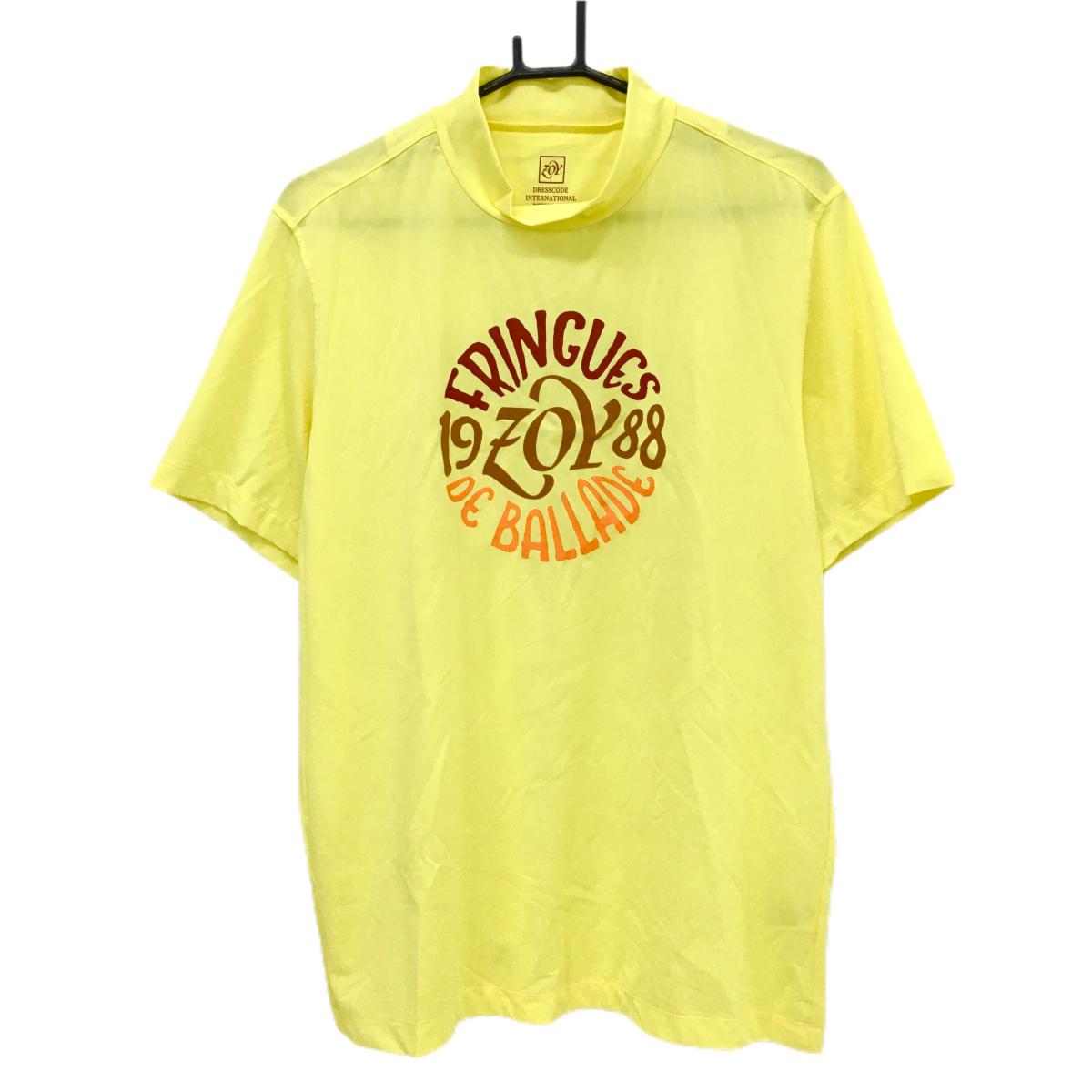 【新品】ゾーイ 半袖ハイネックシャツ イエロー×レッド フロントロゴ メンズ L ゴルフウェア ZOY