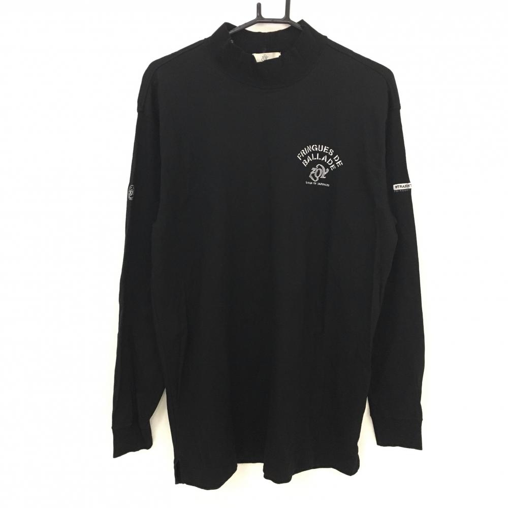 【美品】ゾーイ 長袖ハイネックシャツ 黒×白 コットン100％ メンズ 3(L) ゴルフウェア ZOY