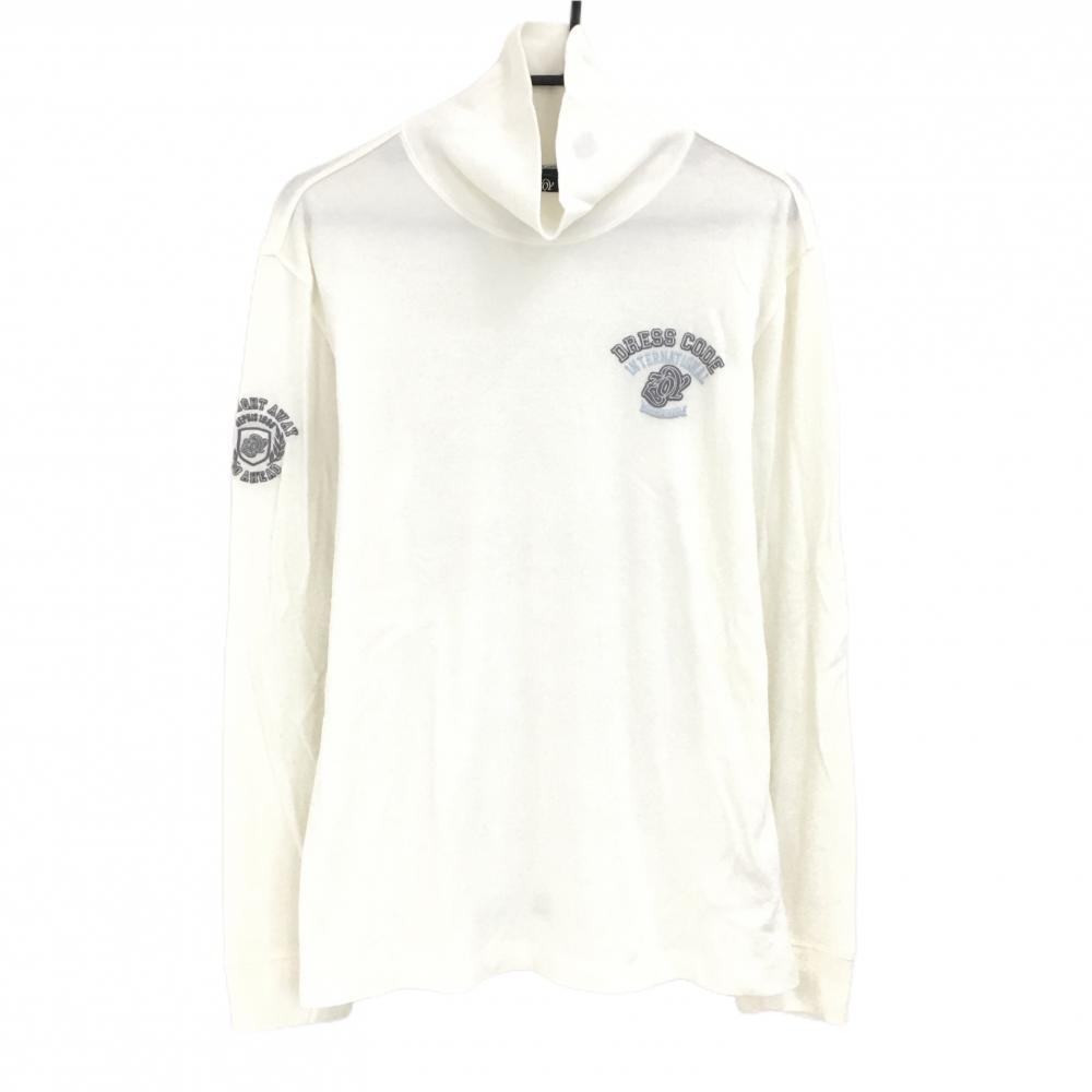 【美品】ゾーイ 長袖ハイネックシャツ 白 ロゴグレー 表微起毛 メンズ L ゴルフウェア ZOY