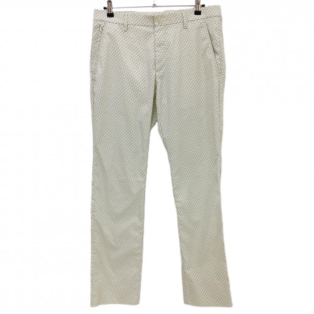 【超美品】ゾーイ パンツ　白×グレー 総柄 ヒップ刺しゅう メンズ 88 ゴルフウェア ZOY