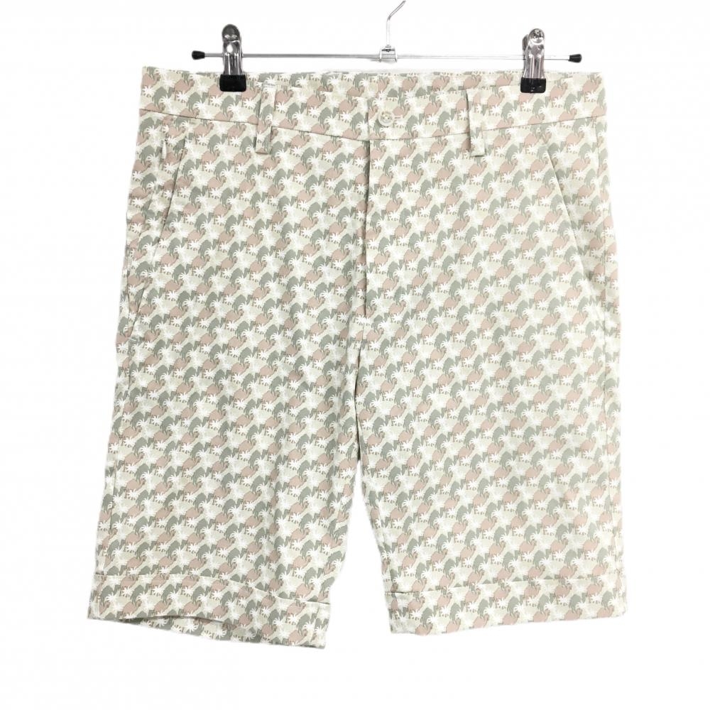 【超美品】ゾーイ ハーフパンツ ベージュ系×スモーキーピンク系 ラクダ総柄 ヤシの木柄 メンズ 82 ゴルフウェア ZOY