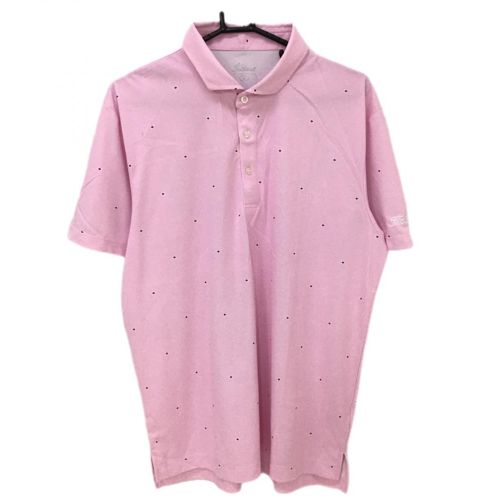 【超美品】タイトリスト 半袖ポロシャツ ピンク×レッド 総柄 メンズ 3L ゴルフウェア TITLEIST