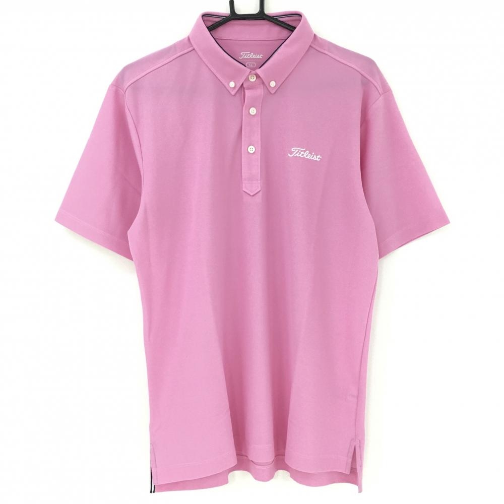 【美品】タイトリスト 半袖ポロシャツ ピンク ロゴ刺しゅう メンズ LL ゴルフウェア TITLEIST