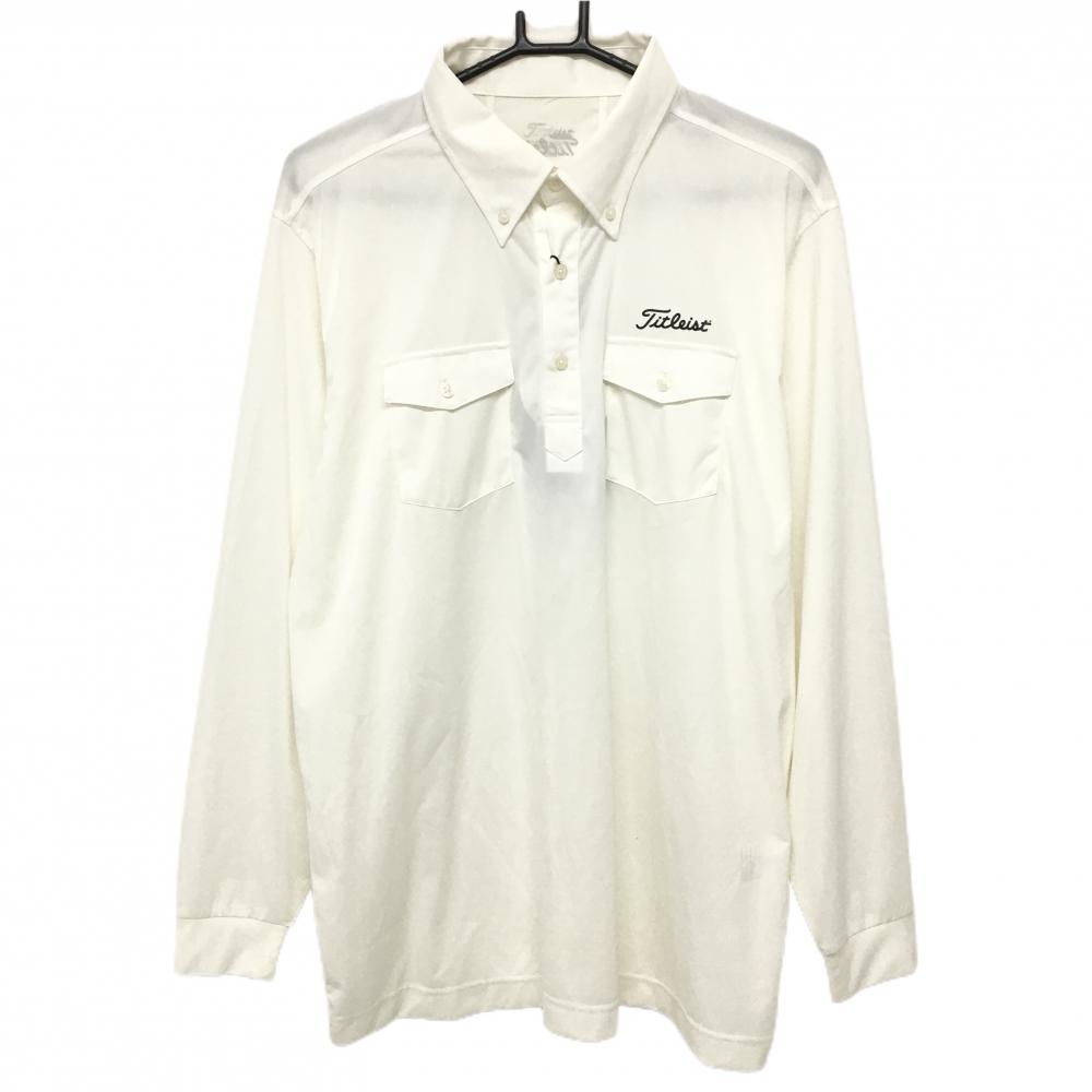 【新品】タイトリスト 長袖ポロシャツ 白 胸ポケット ボタンダウン 撥水 ストレッチ 防風 メンズ 3L ゴルフウェア 大きいサイズ TITLEIST