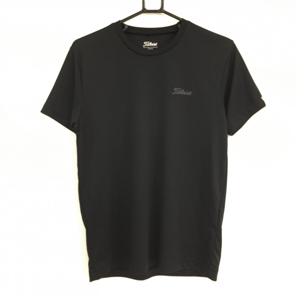 【超美品】タイトリスト 半袖Tシャツ 黒 Uネック ロゴ メンズ M ゴルフウェア TITLEIST