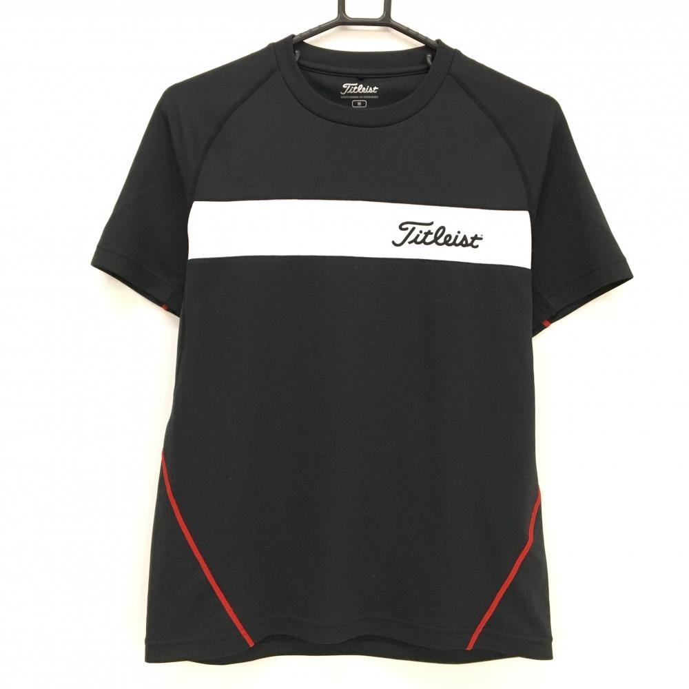 【超美品】タイトリスト Tシャツ 黒×白 ロゴプリント バイカラー メンズ M ゴルフウェア TITLEIST