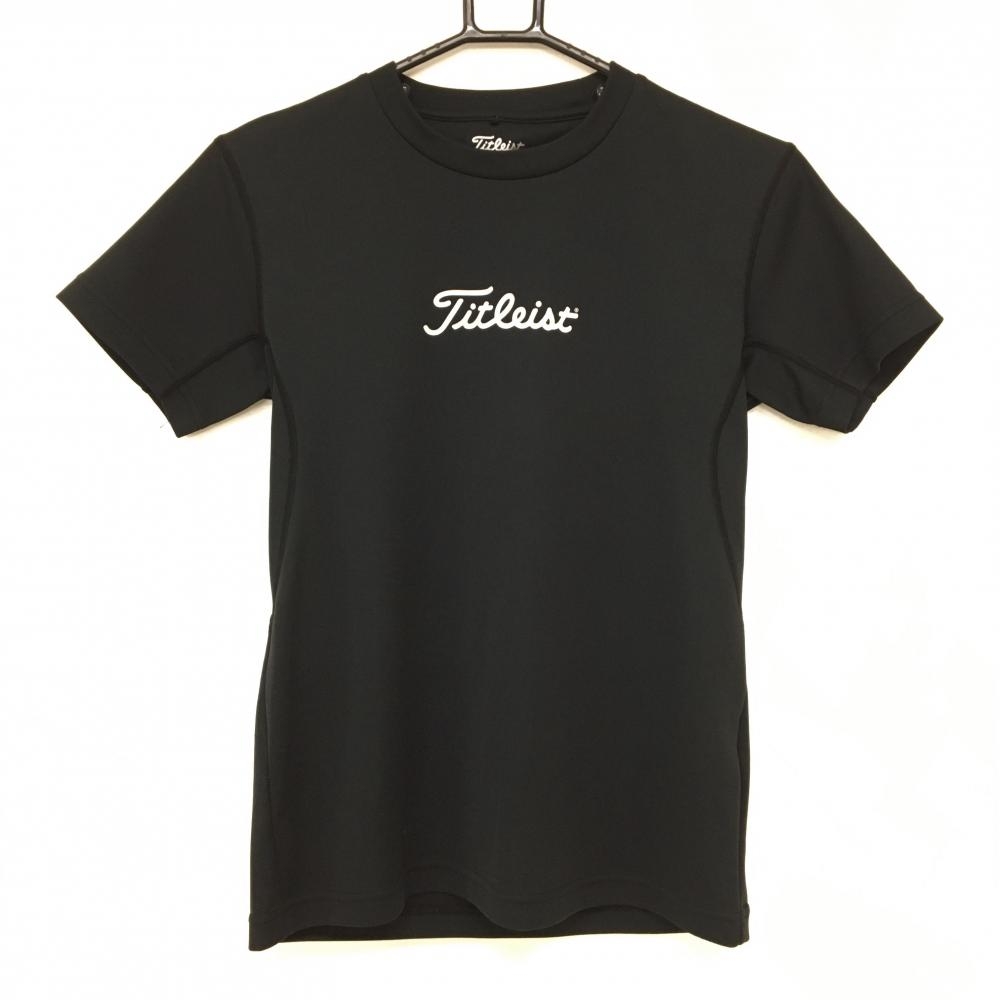 【美品】タイトリスト Tシャツ 黒 フロントロゴ白  メンズ S ゴルフウェア TITLEIST