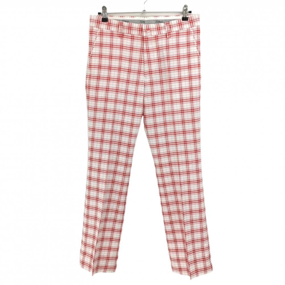 【新品】タイトリスト パンツ 白×レッド チェック メンズ 82 ゴルフウェア TITLEIST