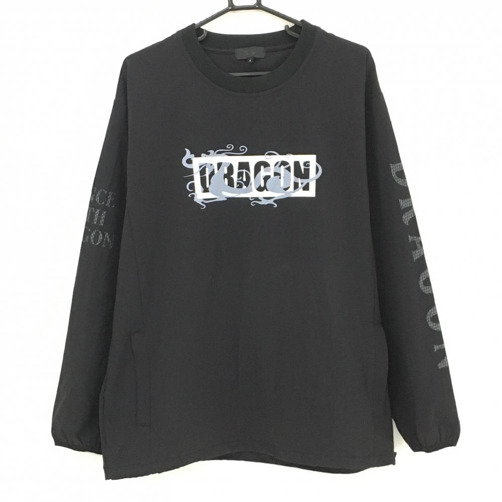 【超美品】ダンスウィズドラゴン ナイロンスニード 黒 ブルゾン ストレッチ ロゴ メンズ 5(2XL) ゴルフウェア Dance With Dragon