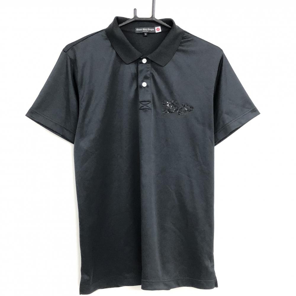 ダンスウィズドラゴン 半袖ポロシャツ 黒 背ビックスカル メンズ 3(L) ゴルフウェア Dance With Dragon