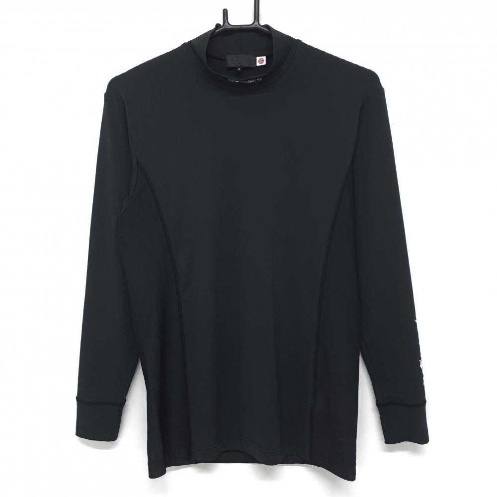 【超美品】ダンスウィズドラゴン ハイネックインナーシャツ 黒 サイドメッシュ 袖ロゴ メンズ 2(M) ゴルフウェア Dance With Dragon