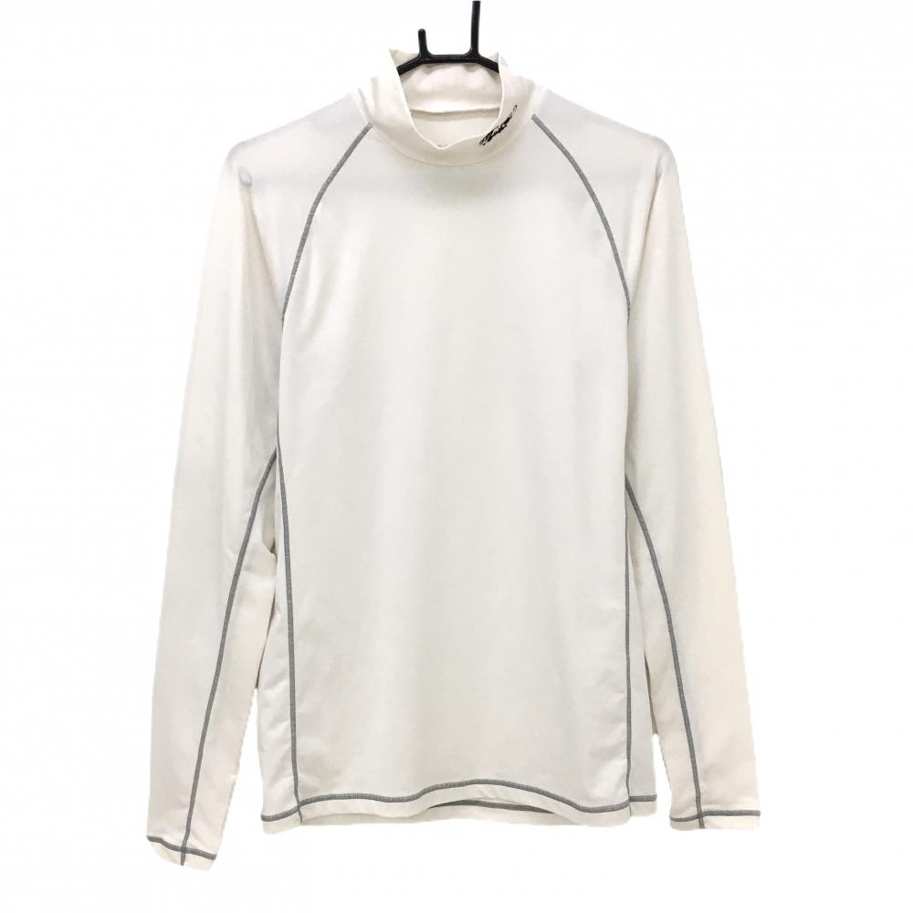 ダンスウィズドラゴン ハイネックインナーシャツ 白×グレー ステッチ 袖ロゴ黒 メンズ 2(M) ゴルフウェア Dance With Dragon