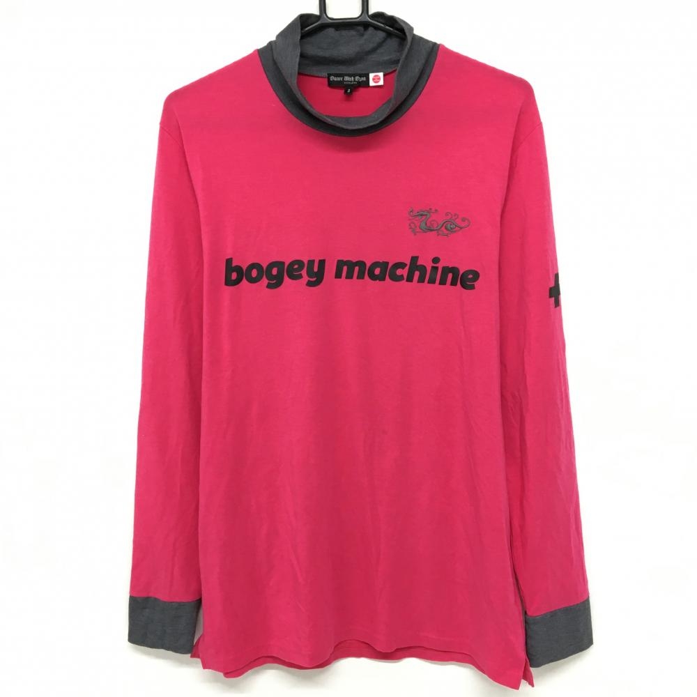 ダンスウィズドラゴン 長袖ハイネックシャツ ピンク×グレー アクリル混 メンズ 3(L) ゴルフウェア Dance With Dragon