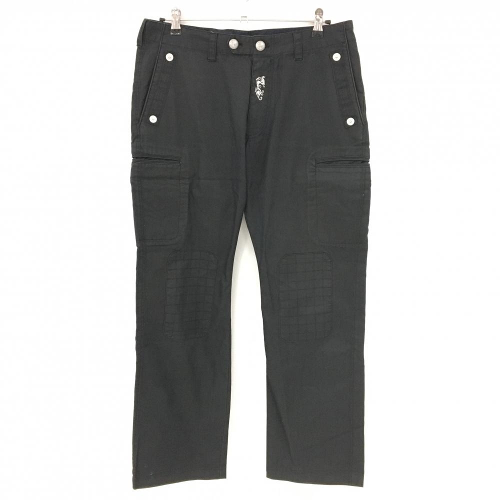 ダンスウィズドラゴン カーゴパンツ 黒 ロゴ白 メンズ 3(L) ゴルフウェア Dance With Dragon