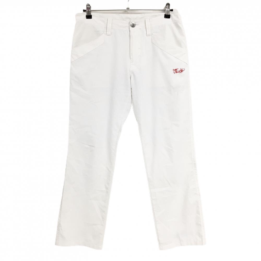 ダンスウィズドラゴン パンツ 白 炎刺しゅう ロゴレッド  メンズ 2(M) ゴルフウェア Dance With Dragon