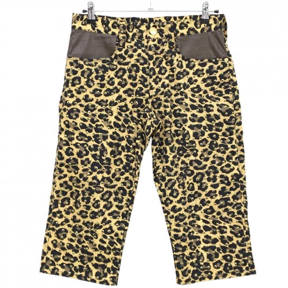 ダンスウィズドラゴン 半端丈パンツ イエロー×黒 レオパード ヒョウ柄 一部合皮 メンズ 1(S) ゴルフウェア Dance With Dragon