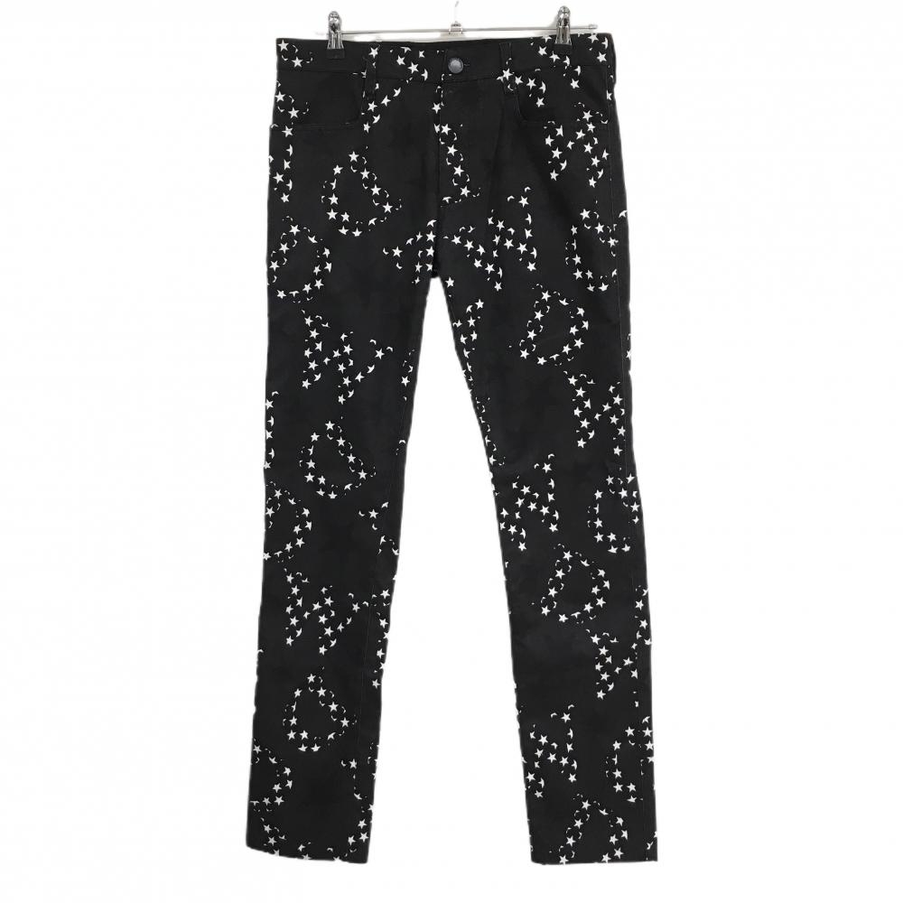 【美品】ダンスウィズドラゴン パンツ 黒系×白 総柄 星 メンズ 2(M) ゴルフウェア Dance With Dragon