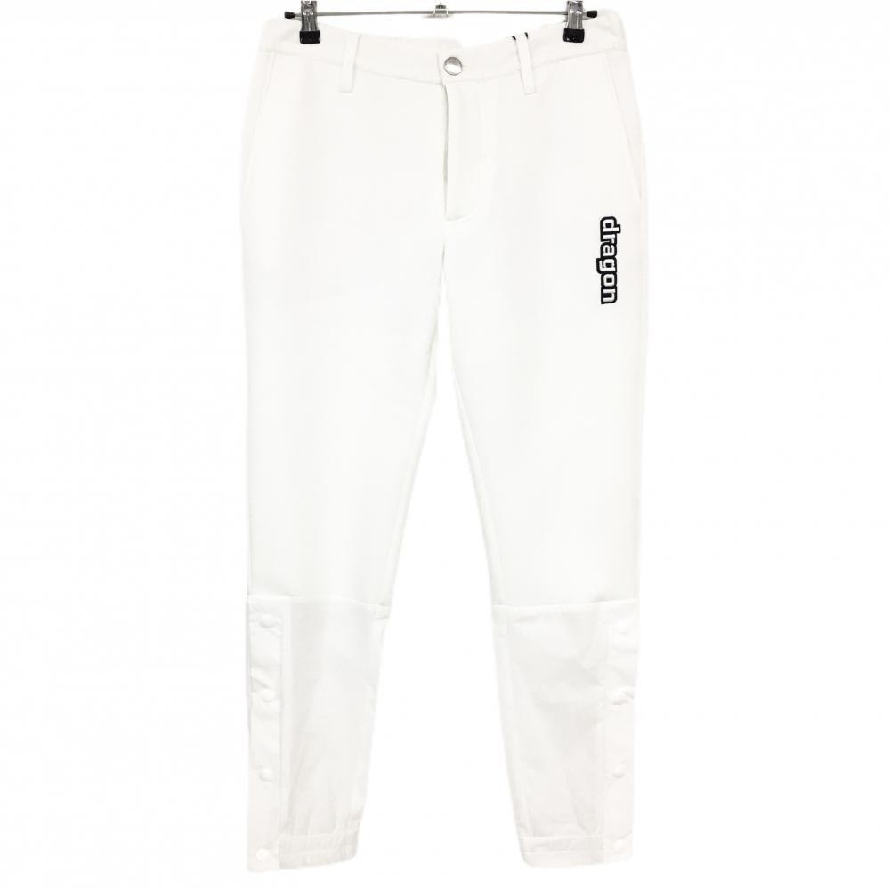 【新品】ダンスウィズドラゴン 切替パンツ 白 裾ボタン 立体ロゴ刺しゅう ストレッチ メンズ 2(M) ゴルフウェア Dance With Dragon