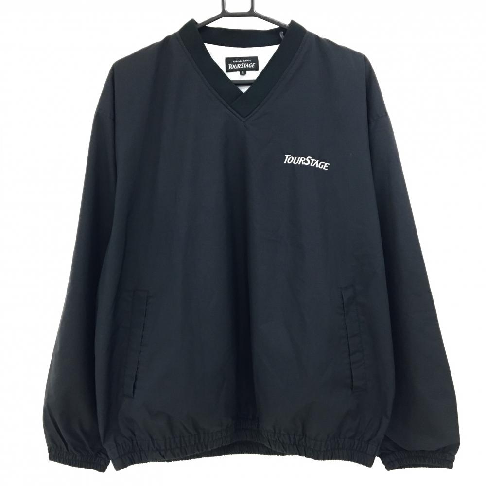 ツアーステージ スニード 黒 ロゴ刺しゅう Vネック ポケッタブル 裏地付き  メンズ L ゴルフウェア TOURSTAGE