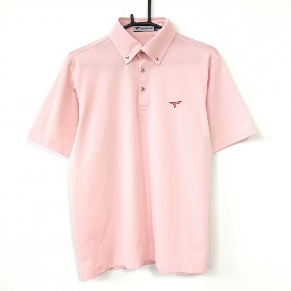 TOURSTAGE ツアーステージ 半袖ポロシャツ ライトピンク シンプル ボタンダウン メンズ M ゴルフウェア