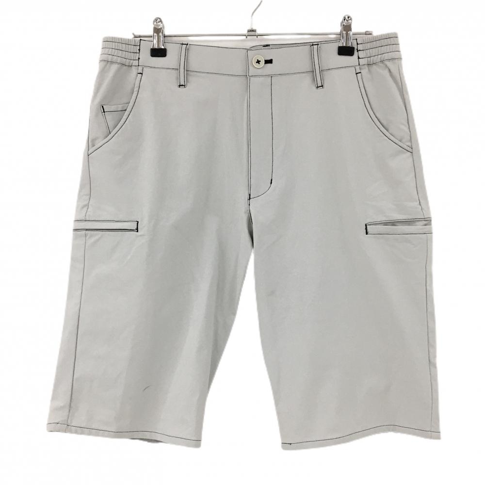 【美品】ツアーステージ ハーフパンツ グレー×黒 ステッチ 複数ポケット ストレッチ メンズ L ゴルフウェア TOURSTAGE