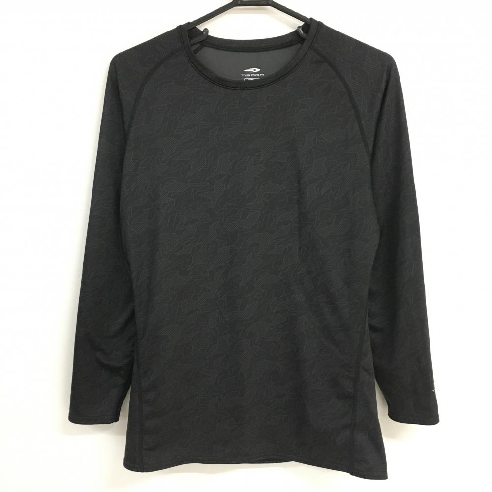 【超美品】ティゴラ インナーシャツ 黒×グレー 総柄 裏起毛 メンズ L ゴルフウェア TIGORA