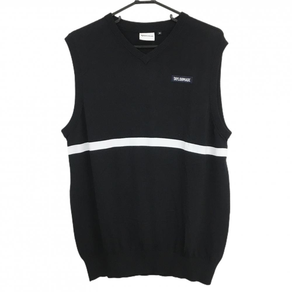 【超美品】テーラーメイド ニットベスト 黒×白 Vネック 胸元ロゴ メンズ O ゴルフウェア TaylorMade