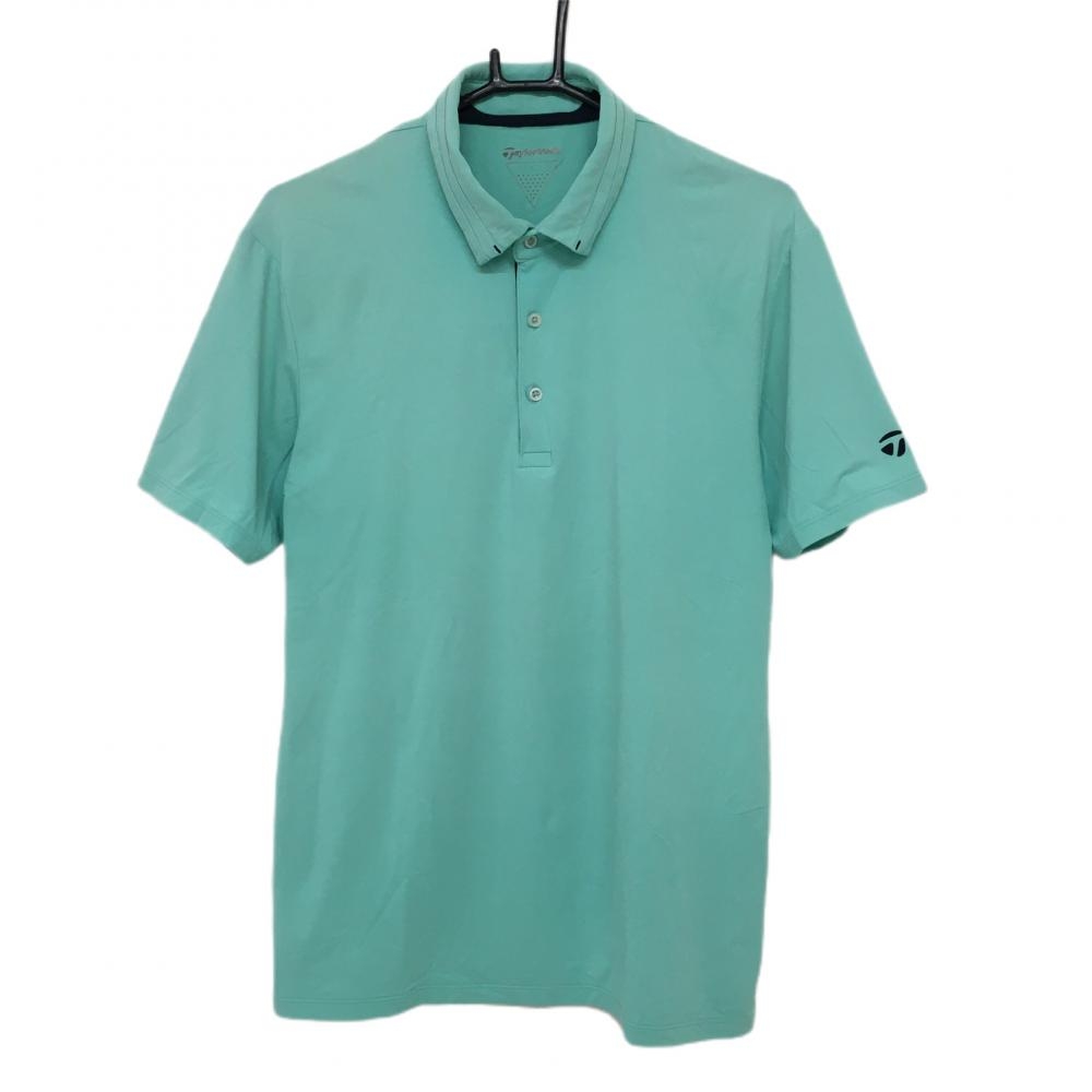 テーラーメイド 半袖ポロシャツ ライトグリーン×ネイビー シンプル ストレッチ メンズ L ゴルフウェア TaylorMade