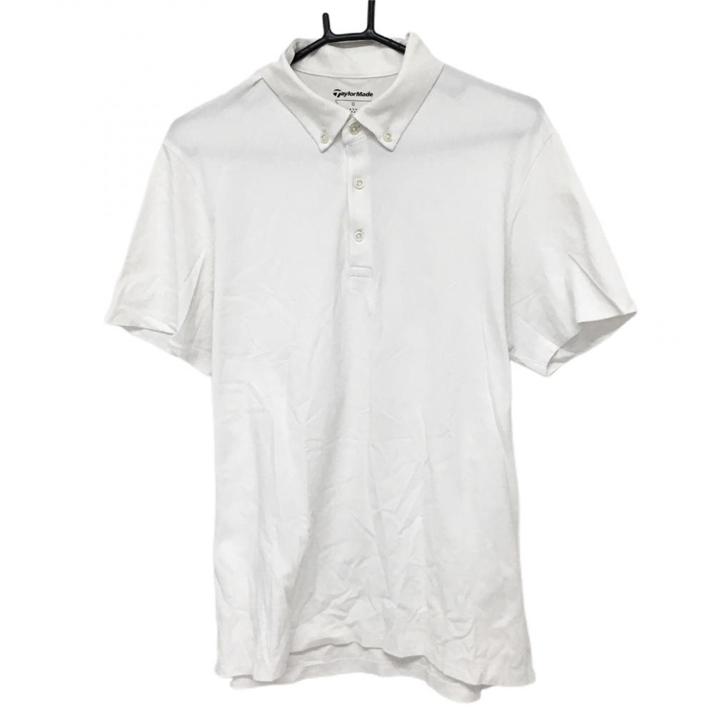 テーラーメイド 半袖ポロシャツ 白 肩ロゴ ボタンダウン メンズ O ゴルフウェア TaylorMade