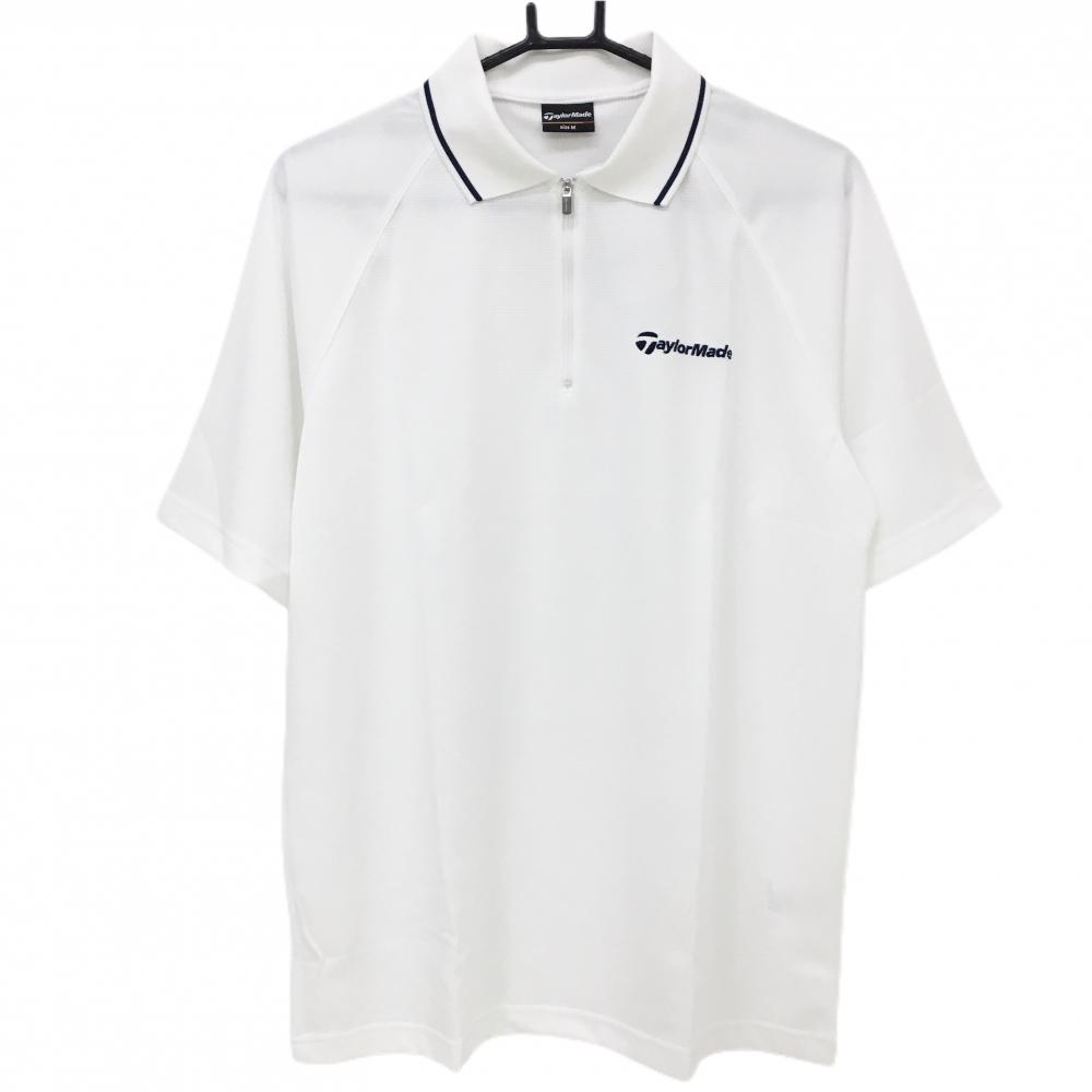 テーラーメイド 半袖ポロシャツ 白 ハーフジップ 紙タグ付 メンズ M ゴルフウェア TaylorMade