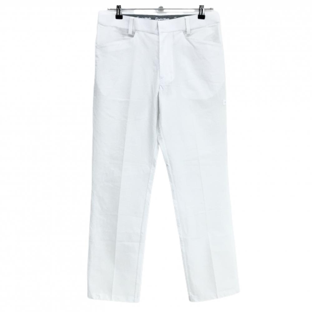 【美品】テーラーメイド パンツ 白 ボーダー地模様 ストレッチ  メンズ 79 ゴルフウェア TaylorMade