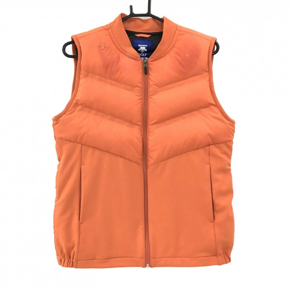 デサントゴルフ ダウンベスト オレンジ 前面胸下異素材切替 中田英寿  メンズ M ゴルフウェア DESCENTE