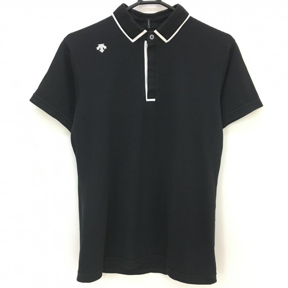 デサントゴルフ 半袖ポロシャツ 黒×白 バイカラー 中田英寿  メンズ L ゴルフウェア DESCENTE