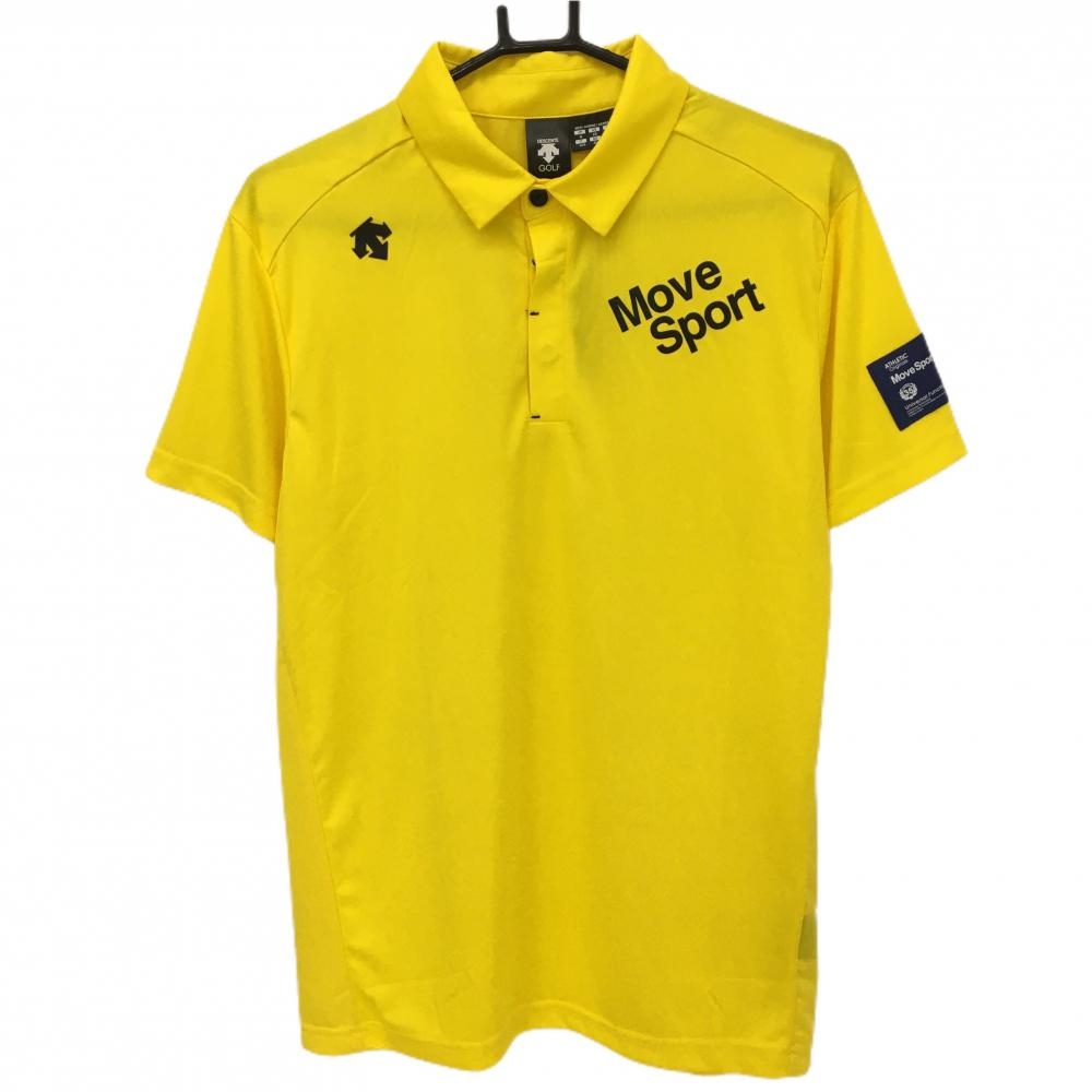【新品】デサントゴルフ 半袖ポロシャツ イエロー COOL 中田英寿 ロゴ黒 メンズ M ゴルフウェア DESCENTE