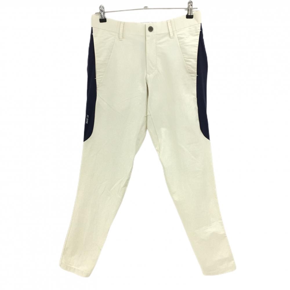 デサントゴルフ パンツ 白×ネイビー バックロゴ 中田英寿 メンズ SS ゴルフウェア DESCENTE
