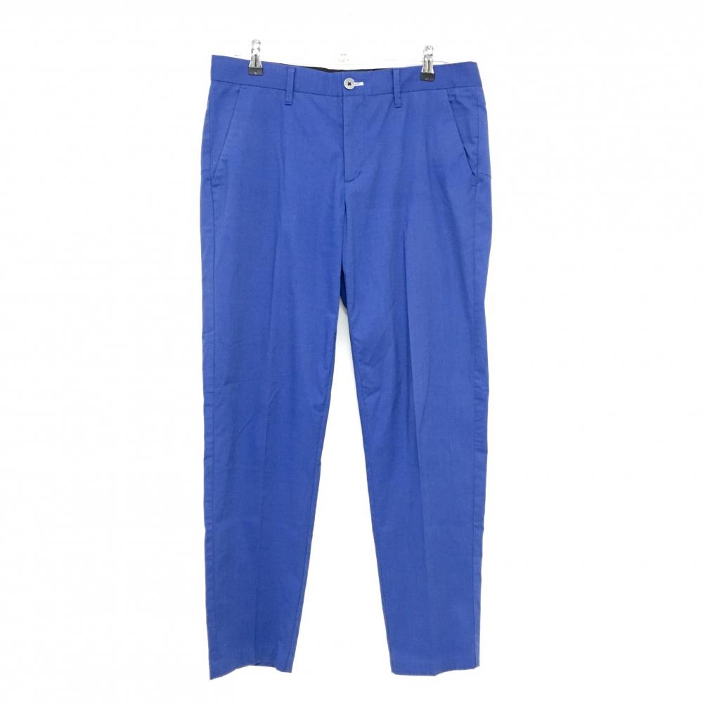【美品】デサントゴルフ パンツ ブルー×黒 チェック ストレッチ 中田英寿 裾薄汚れ メンズ 88/XO ゴルフウェア DESCENTE