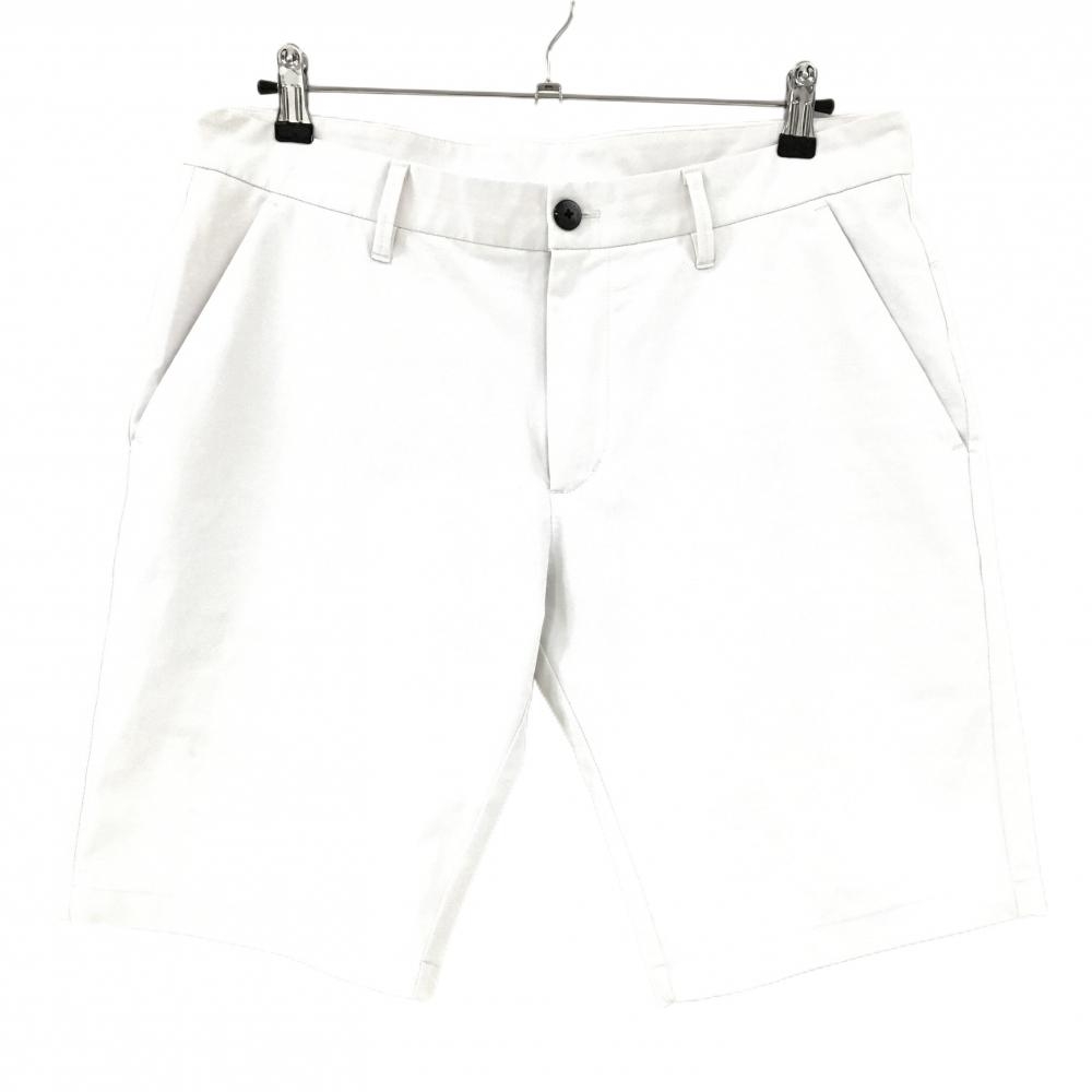 【美品】デサント ハーフパンツ 白 シンプル バックロゴ ストレッチ  メンズ 88/XO ゴルフウェア DESCENTE