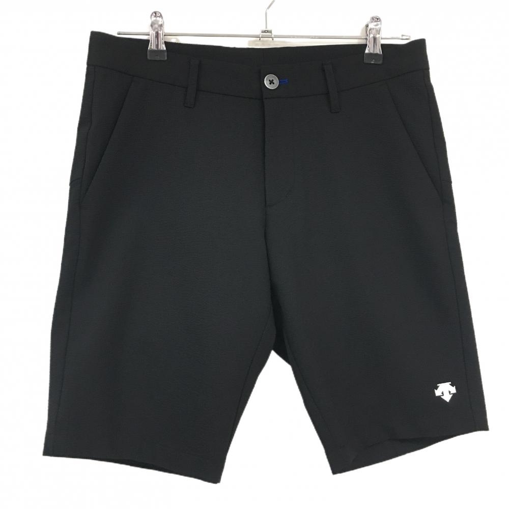 【超美品】デサントゴルフ ハーフパンツ 黒 サッカー生地 中田英寿 メンズ 79/M ゴルフウェア DESCENTE