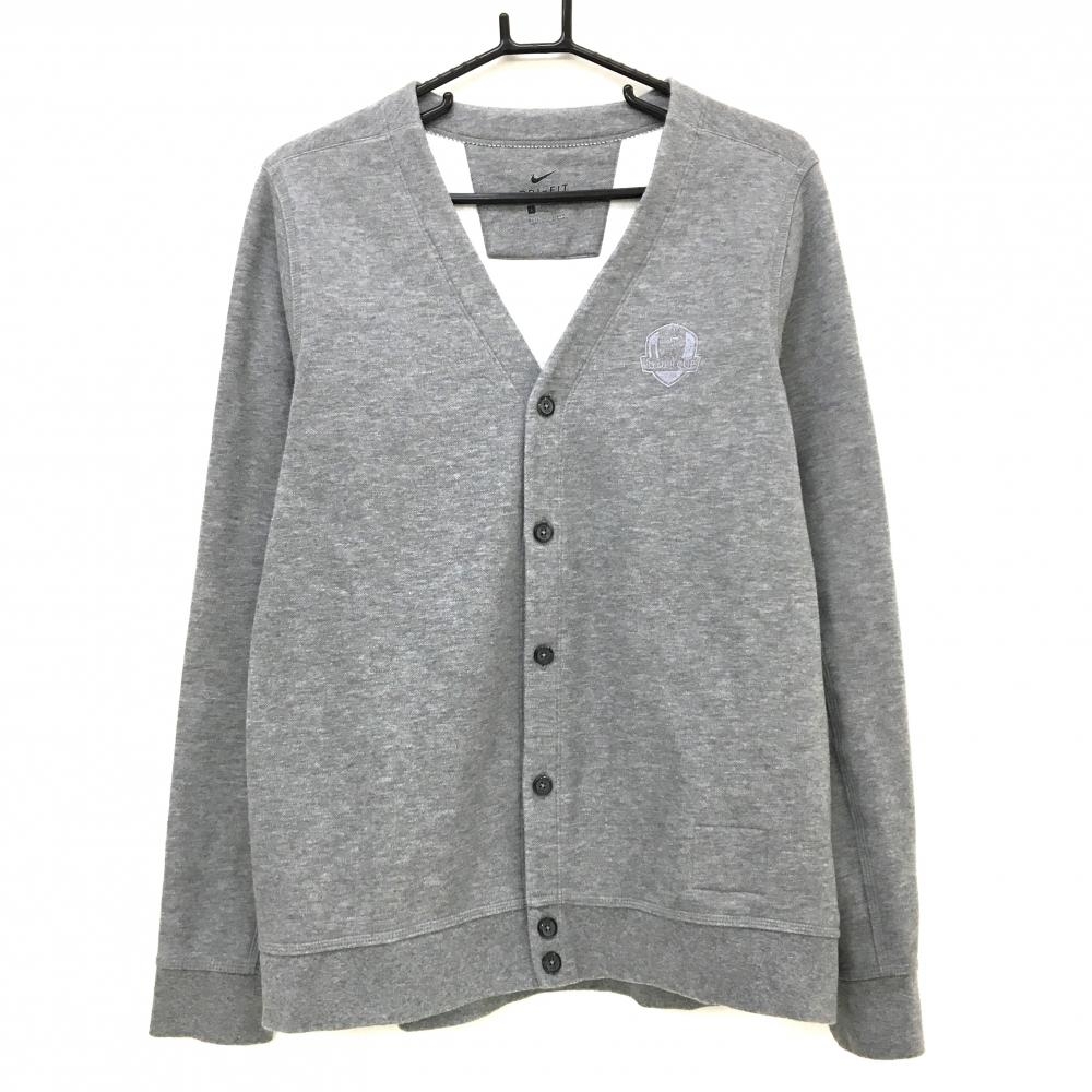 【超美品】ナイキ カーディガン グレー 裏起毛 DRI-FIT メンズ L ゴルフウェア NIKE
