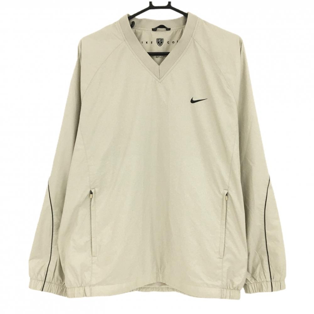 【美品】ナイキ スニード ベージュ ロゴ黒 裏地メッシュ ブルゾン  メンズ LGG ゴルフウェア NIKE