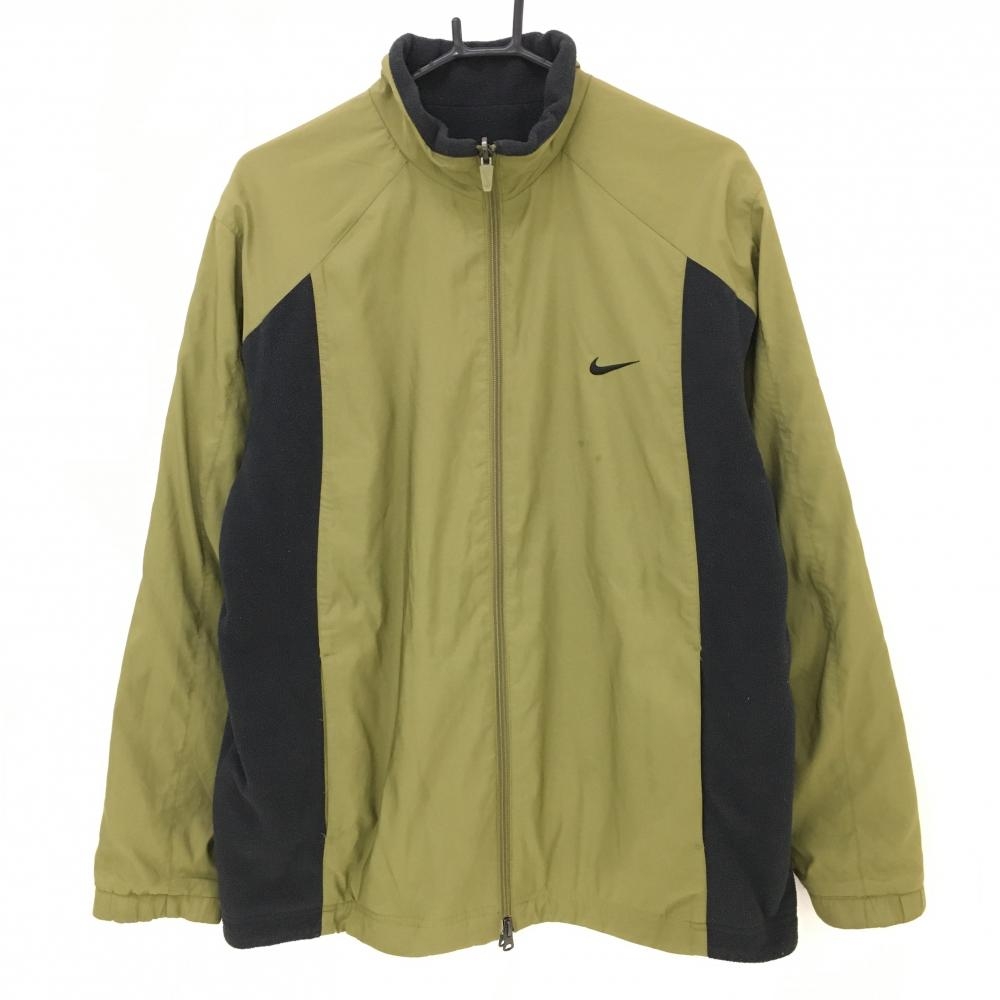 ナイキ リバーシブルジャケットブルゾン カーキ×黒 フリース 切替  メンズ XL ゴルフウェア NIKE
